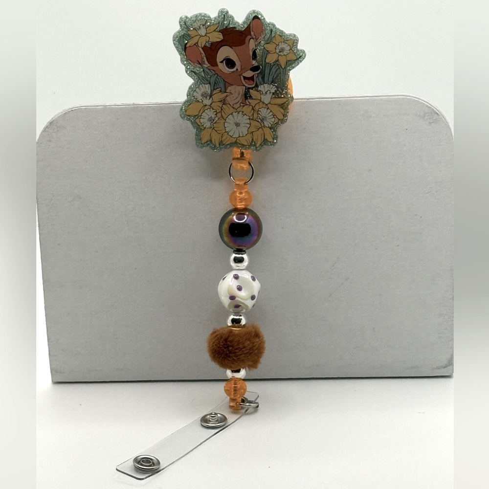 Bambi Beaded Badge Reel